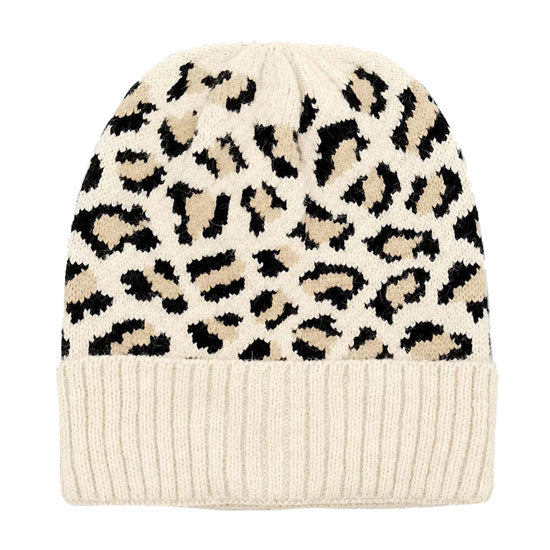 Beige Leopard Pattern Ribbed Knit Cuff Beanie Hat before running out the door reach for this toasty beanie to keep you incredibly warm. Fun accessory, it's the autumnal touch to finish your ensemble. Birthday Gift, Christmas Gift, Anniversary Gift, Regalo Navidad, Regalo Cumpleanos, Regalo Dia del Amor, Valentine's Day Gift
