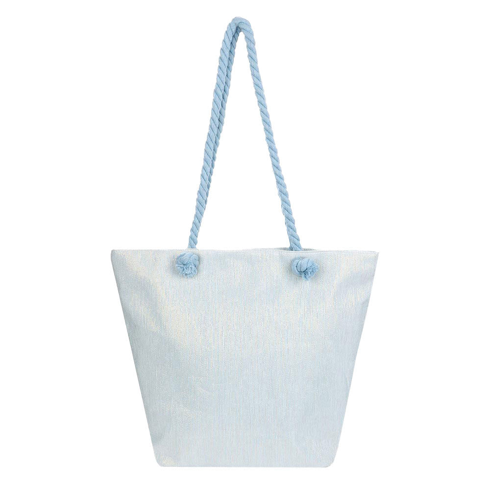 Light Blue Linear Shoulder Bag, Show your trendy side with this awesome solid Shoulder bag. Spacious enough for carrying any and all of your seaside essentials. The soft rope straps really helps carrying this shoulder bag comfortably. Folds flat for easy packing. Perfect as a beach bag to carry foods, drinks, towels, swimsuit, toys, flip flops, sun screen and more. Gift idea for your loving one!