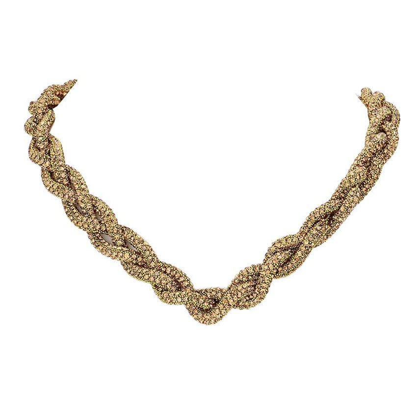 Lt Col Topaz Bling Braided Necklace. Beautifully crafted design adds a gorgeous glow to any outfit. Jewellery that fits your lifestyle! stunning bling braided necklace will sparkle all night long making you shine out like a diamond. perfect for a night out on the town or a black tie party. Perfect Gift for Birthday, Anniversary, Prom, Mother's Day Gift, Thank you Gift.