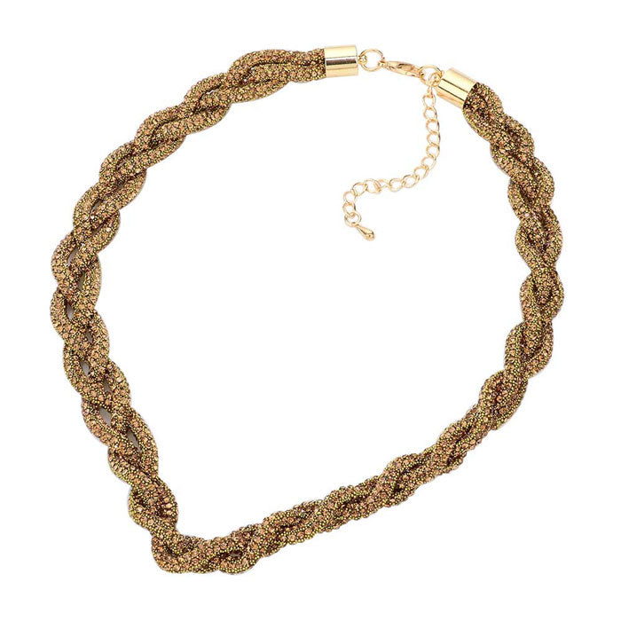 Lt Col Topaz Bling Braided Necklace. Beautifully crafted design adds a gorgeous glow to any outfit. Jewellery that fits your lifestyle! stunning bling braided necklace will sparkle all night long making you shine out like a diamond. perfect for a night out on the town or a black tie party. Perfect Gift for Birthday, Anniversary, Prom, Mother's Day Gift, Thank you Gift.