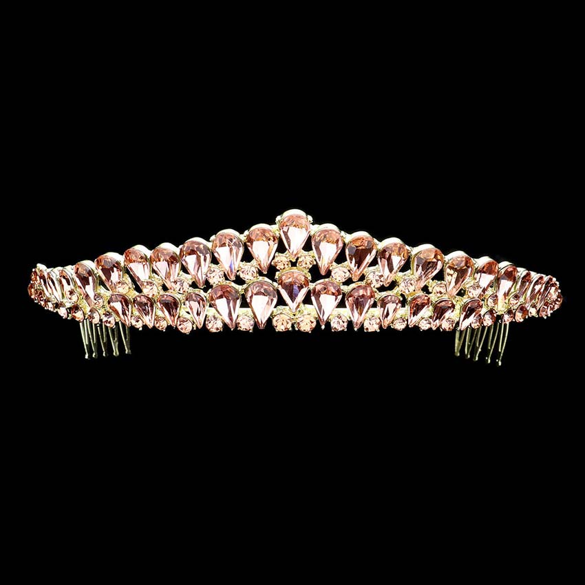 Lt Col Topaz Crystal Teardrop Cluster Pageant Queen Tiara, Perfect for adding just the right amount of shimmer & shine, will add a touch of class, beauty and style to your hair sparkling all day & all night long.