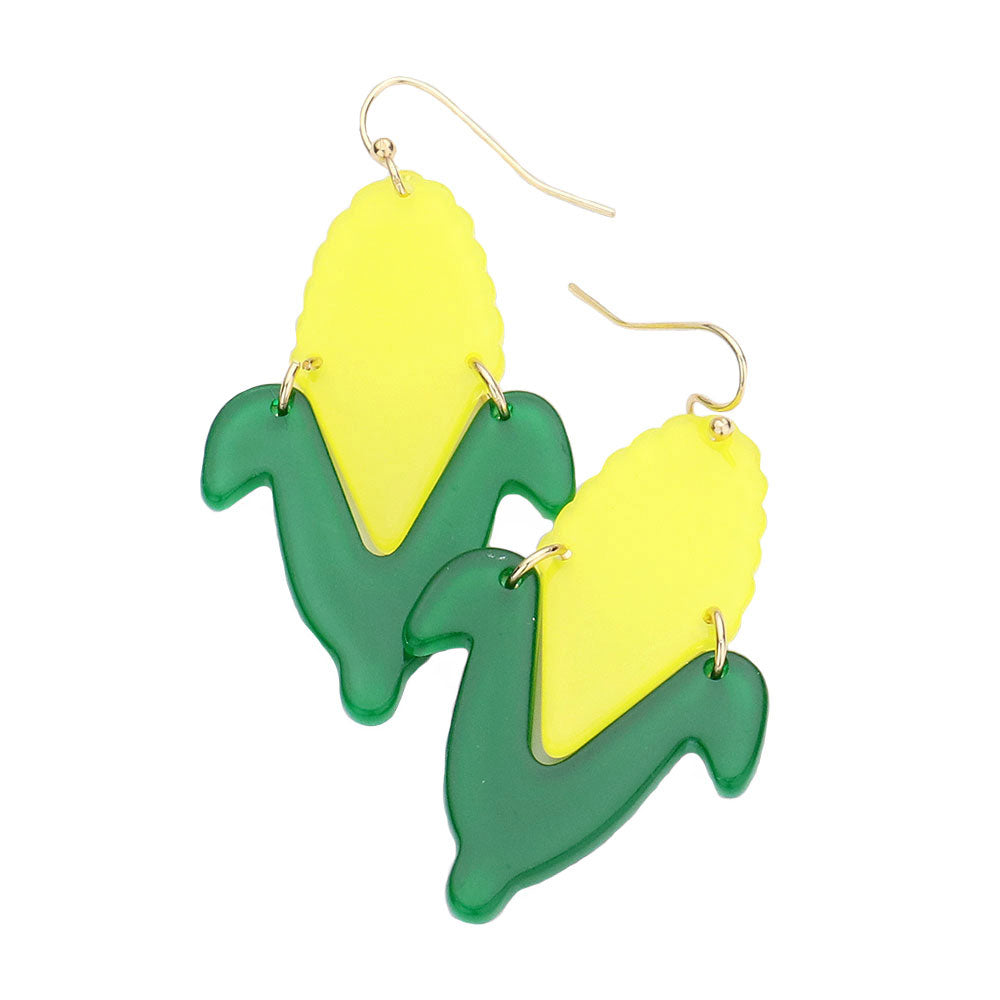 Lucite Corn Dangle Earrings, This Dangle earring is simple and cute, easy to match any hairstyles and clothes. Great choice to treat yourself and This fruit themed earrings is perfect for Holiday gift, Anniversary gift, Birthday gift, Valentine's Day gift, Vacation Earrings, Party Favors to glam up your party outfit for a woman or girl of any age.
