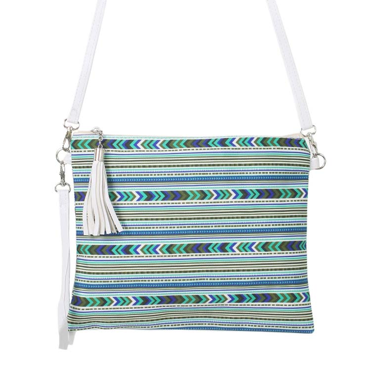 Mint Aztec Patterned Wristlet Clutch Crossbody Bag, is a beautiful crossbody bag with an Aztec pattern that will go with any outfit. It looks like the ultimate fashionista when carrying this Aztec pattern clutch bag, great for when you need something small to carry or drop in your bag. Perfect for makeup, money, credit cards, keys, or coins, comes with a wristlet for easy carrying, light, and simple.