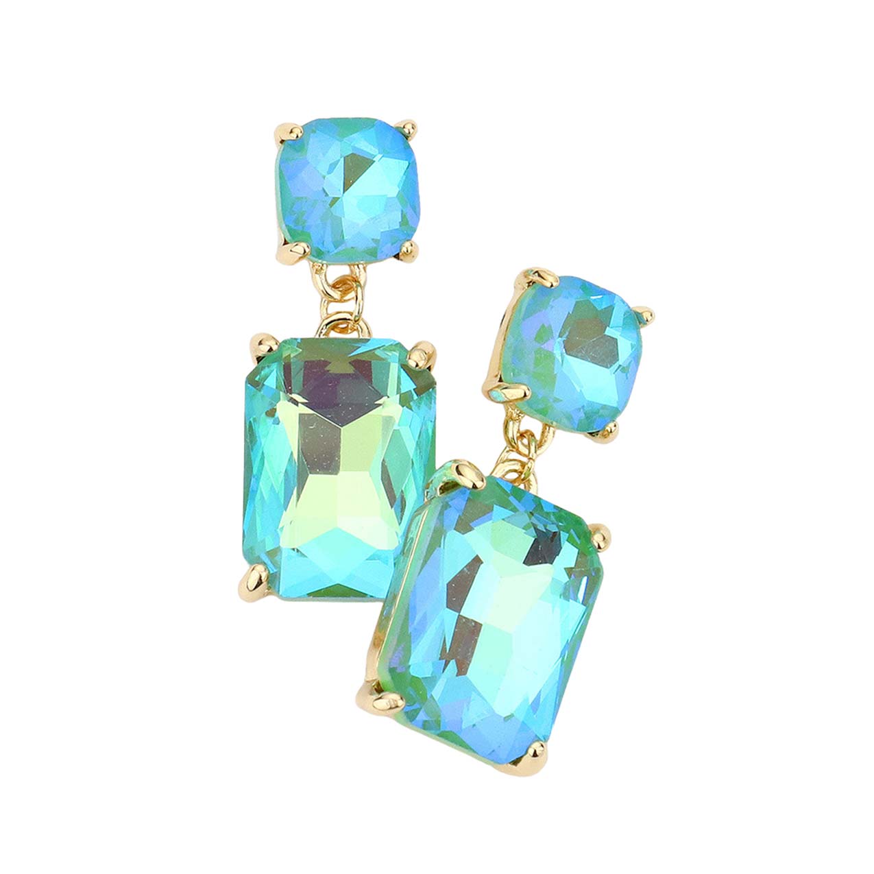 Mint Blue Square Rectangle Link Dangle Evening Earrings, Beautiful Square Rectangle shaped dangle earrings. These elegant, comfortable earrings can be worn all day to dress up any outfit. The elegance of these earrings puts on a pop of color to complete your ensemble. The perfect accessory for adding just the right amount of shimmer and a touch of class to special events.