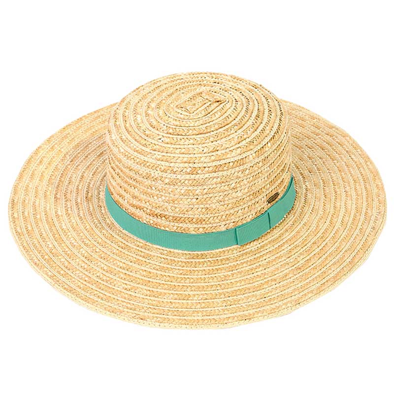 Mint CC Boater Sunhat with Solid, fashionable design and vibrant color will make you more attractive. It's a great accessory for any outfit. Whether you’re basking under the summer sun at the beach, lounging by the pool, or kicking back with friends at the lake. Perfect gifts for Prom, birthdays, holidays, or any occasion.