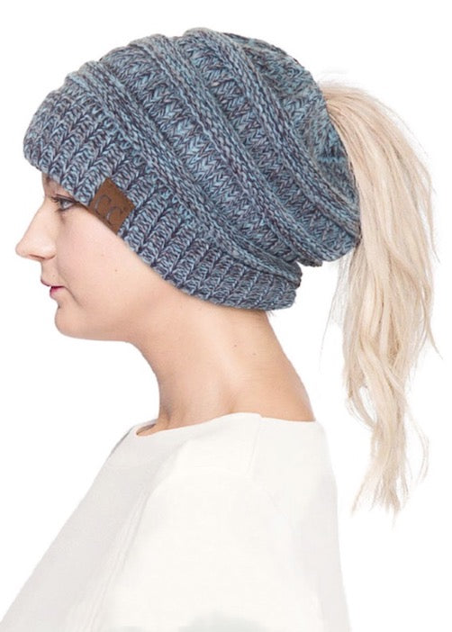 Mint C.C Mixed Color Knitted Ponytail Beanie Stylish Comfy Warm Winter Hat; reach for this classic toasty hat to keep you nice n warm in the chilly winter weather, the wintry touch finish to your outfit. Perfect Gift Birthday, Christmas, Holiday, Anniversary, Stocking Stuffer, Secret Santa, Valentine's Day, Loved One, BFF