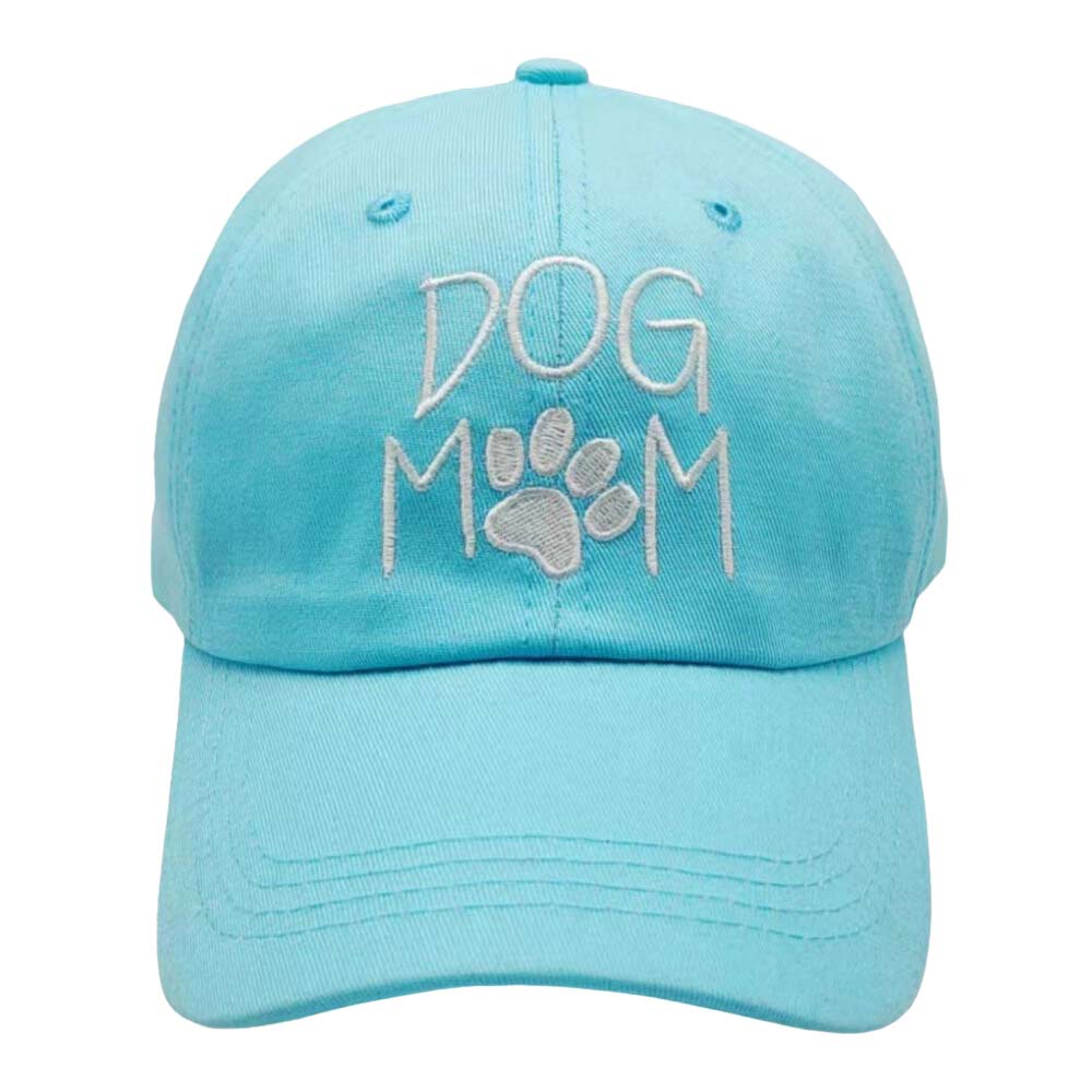 Mint Paw Pointed Dog Mom Message Baseball Cap, this cute dog mom message baseball cap for women is both functional and stylish! This baseball cap has the design "Dog Mom" screen printed on the front. Fun cool dog mother-themed message vintage cap perfect for those who love the animal and perfect for the mom who is in Charge!