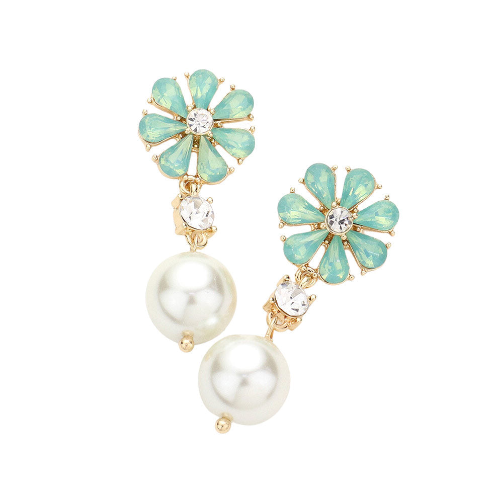 Mint Teardrop Cluster Flower Pearl Link Dangle Evening Earrings, the beautifully crafted design adds a glow to any outfit. which easily makes your events more enjoyable. These evening dangle earrings make you extra special on occasion. These teardrop cluster dangle earrings enhance your beauty and make you more attractive.
