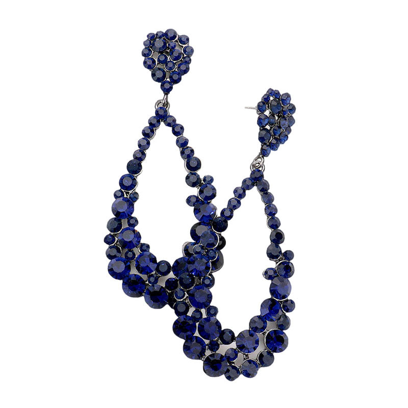 Montana Blue Crystal Bubble Cluster Teardrop Evening Earrings, These gorgeous Crystal pieces will show your class in any special occasion. The elegance of these crystal evening earrings goes unmatched. Perfect jewelry to enhance your look. Awesome gift for birthday, Anniversary, Valentine’s Day or any special occasion.