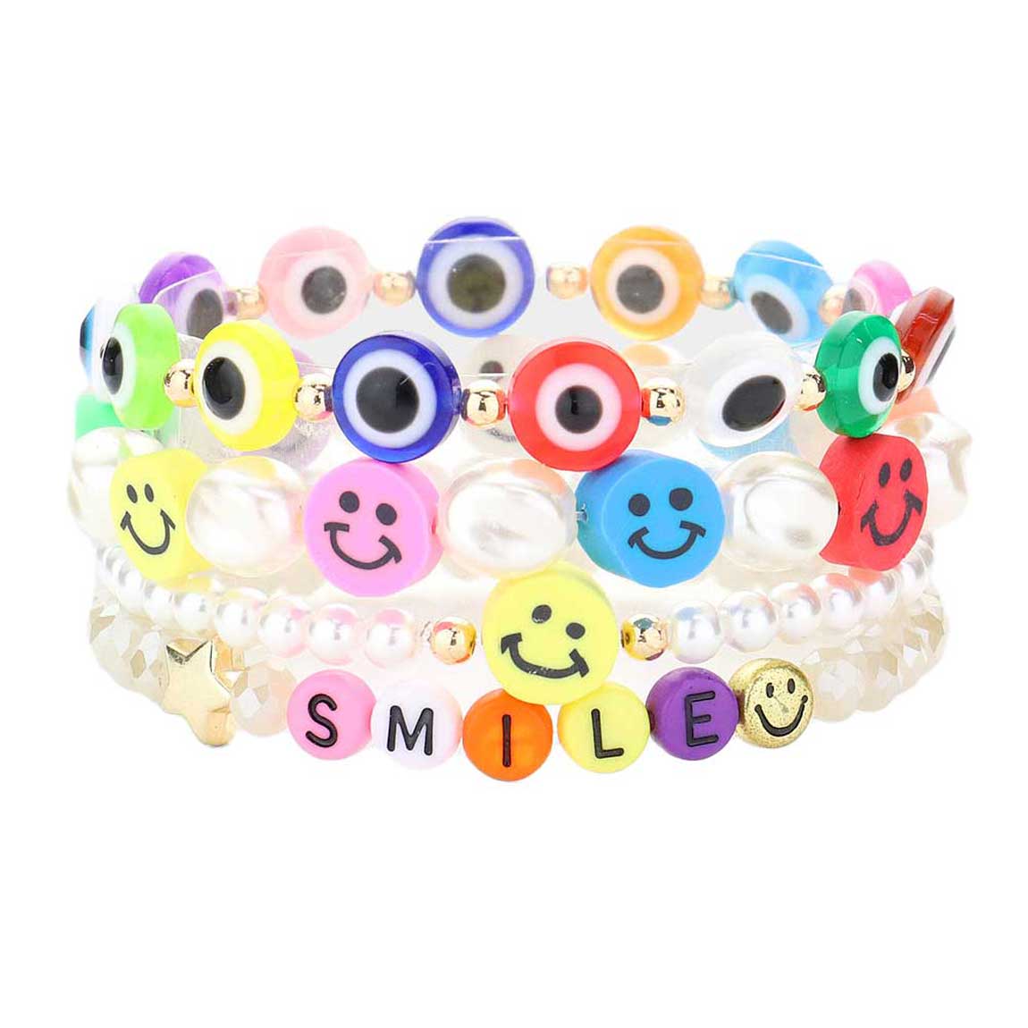 Multi 4PCS Freshwater Pearl Evil Eye Beaded Stretch Bracelets, Get ready with these Bracelet, put on a pop of color to complete your ensemble. Perfect for adding just the right amount of shimmer & shine and a touch of class to special events. Perfect Birthday Gift, Valentine's Gift, Anniversary Gift, Mother's Day Gift, Graduation Gift.