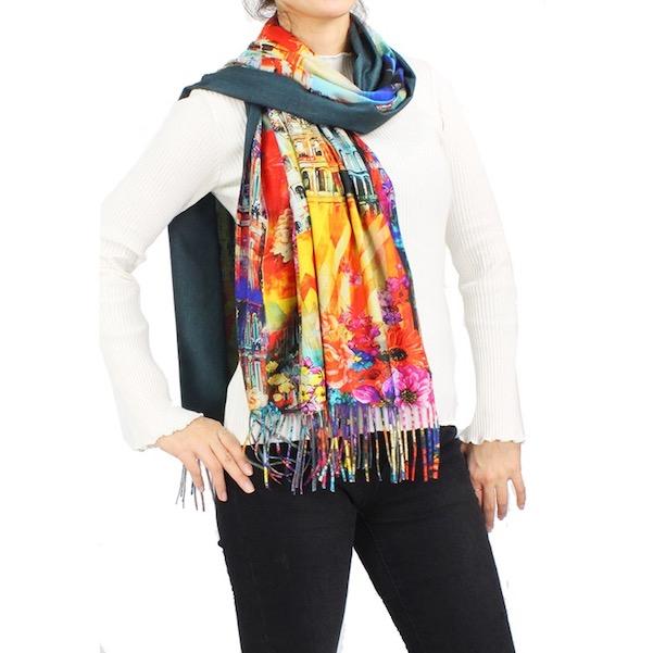 Multi Abstract Print Colorful Pattern Fringe Poncho Outwear Ruana Shawl Cape, the perfect accessory, luxurious, trendy, super soft chic capelet, keeps you warm & toasty. You can throw it on over so many pieces elevating any casual outfit! Perfect Gift Birthday, Holiday, Christmas, Anniversary, Wife, Mom, Special Occasion