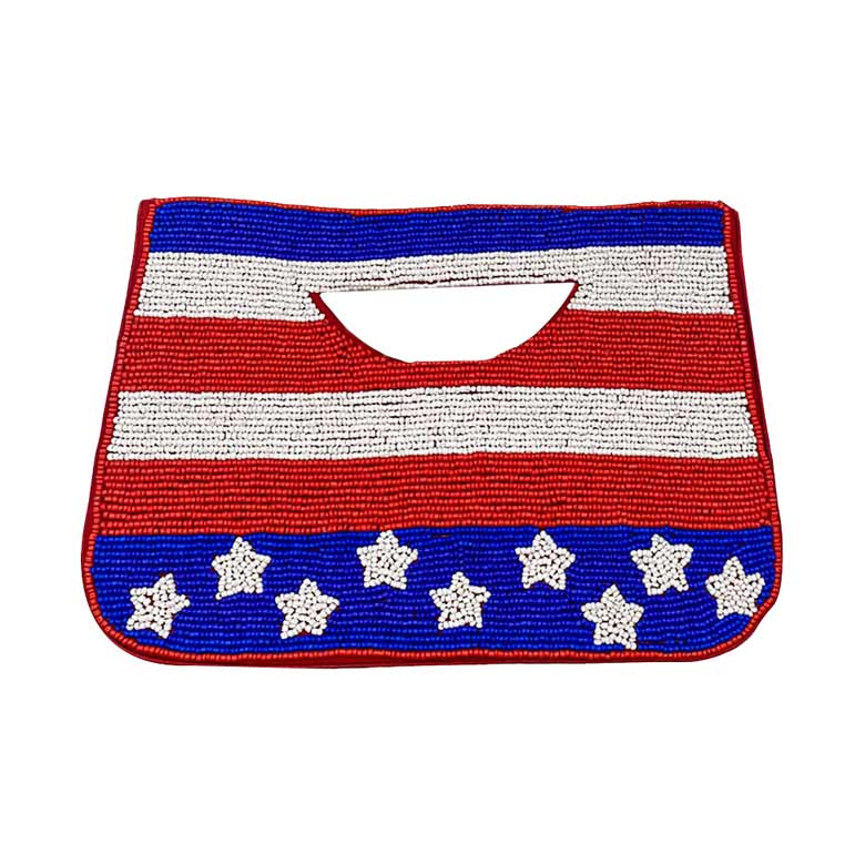 Multi American USA Flag Seed Beaded Tote Crossbody Bag, looks like the ultimate fashionista when carrying this seed beaded crossbody bag, great for when you need something small to carry or drop in your bag. Show your love for Your country with this sweet patriotic American flag seed beaded tote crossbody bag. Red, white, and blue are used for a trendy fireworks flare. Whether you're shopping, heading to the pool, or the beach, This is the perfect accessory.