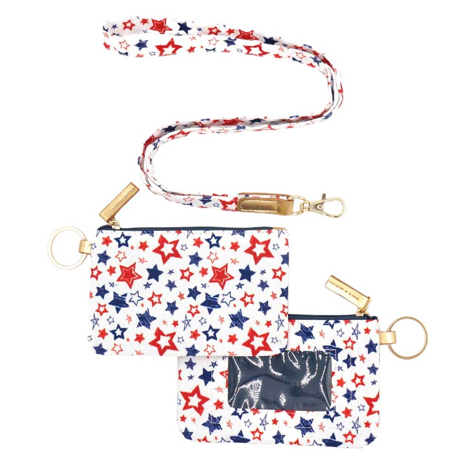 Multi American USA Star Patterned Id Wallet Detachable, looks like the ultimate fashionista when carrying USA star patterned id wallet, You can keep your ID card in this bag and also when you need something small to carry or drop in your bag. Show your love for Your country with this sweet patriotic USA star patterned id wallet. Red, white, and blue are used for a trendy fireworks flare.