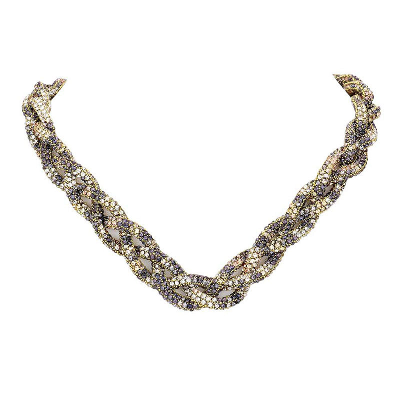 Multi Bling Braided Necklace. Beautifully crafted design adds a gorgeous glow to any outfit. Jewellery that fits your lifestyle! stunning bling braided necklace will sparkle all night long making you shine out like a diamond. perfect for a night out on the town or a black tie party. Perfect Gift for Birthday, Anniversary, Prom, Mother's Day Gift, Thank you Gift.