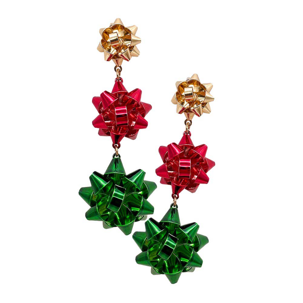 Multi Christmas Bow Dangle Earrings. Perfect for the festive season, embrace the Christmas spirit with these cute bow dangle earrings. Bring a smile to those who look at you. It will pair well with all your Christmas costume. Perfect Gift for Birthdays, Christmas, Stocking Stuffers, Secret Santa, BFF, etc. Awesome gift for birthday, Anniversary, Valentine’s Day or any special occasion.