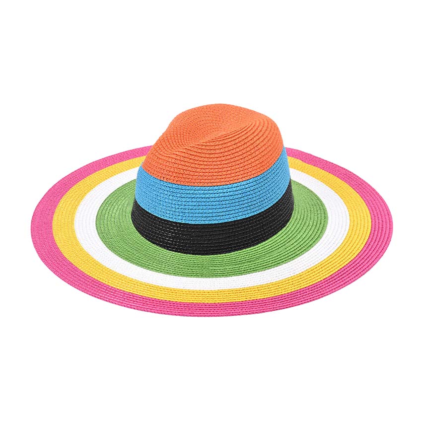 Multi Color Block Panama Straw Sun Hat, adds a great accent to your wardrobe. This elegant timeless & classic sun hat looks cool & fashionable. Perfect for that bad hair day, or simply casual everyday wear; these straw sun hat is a great gift for that fashionable on-trend friend. Perfect Gift Birthday, Holiday, Christmas, Anniversary, Valentine's Day