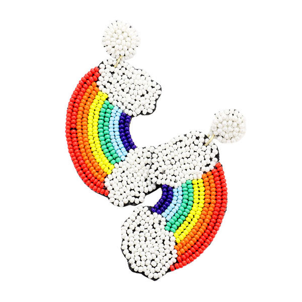 Multi Felt Back Seed Bead Rainbow Earrings, Seed Beaded Rainbow earrings fun handcrafted jewelry that fits your lifestyle, adding a pop of pretty color. Enhance your attire with these vibrant artisanal earrings to show off your fun trendsetting style. Great gift idea for Wife, Mom, or your Loving One.