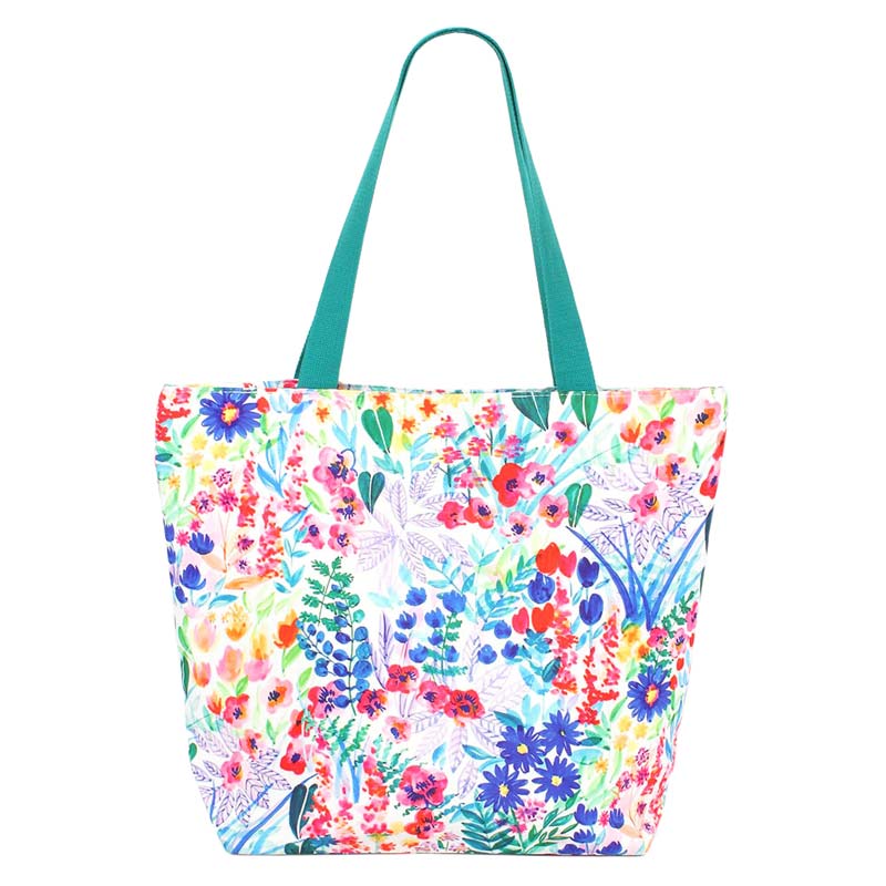 Multi Flower Patterned Beach Tote Bag, Sturdy and stylish with a flower patterned tote bag. Whether you are out shopping or going to the pool or beach, this flower-patterned tote bag is the perfect accessory. Perfectly lightweight to carry around all day. Spacious enough for carrying any of your hangout essentials.