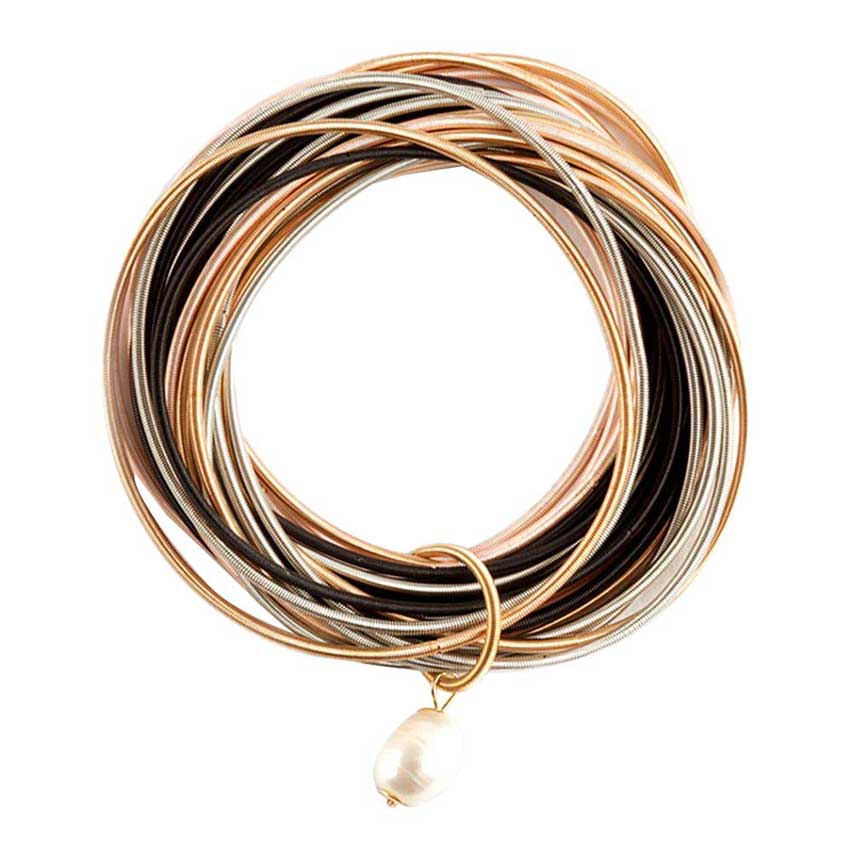 Multi Freshwater Pearl Charm Guitar String Stackable Stretch Bracelet. These gorgeous pearl pieces will show your class in any special occasion. The elegance of these pearl goes unmatched, great for wearing at a party! Perfect jewelry to enhance your look. Awesome gift for birthday, Anniversary, Valentine’s Day or any special occasion.