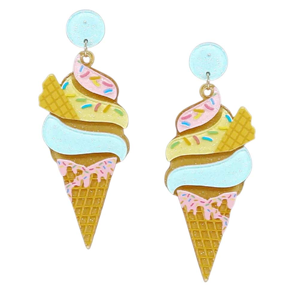 Multi Ice Cream Cone Acrylic Earrings, are fun Style earrings for women that will add a touch of fashion and fun to any wardrobe and add a fashion statement to any outfit. These exquisite Earrings are suitable for various occasions. They are good jewelry accessories for festive occasions parties and family gatherings.