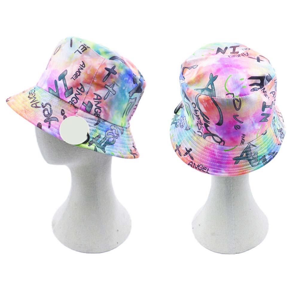 Multi Reversible Love Super Angel Message Smile Tie Dye Bucket Hat, Keep your styles on even when you are relaxing at the pool or playing at the beach. Large, comfortable, and perfect for keeping the sun off of your face, neck, and shoulders. Perfect gifts for birthdays, holidays, Valentine’s Day, or any meaningful occasion.