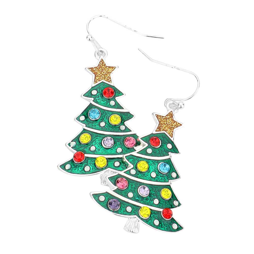 Multi Silver Christmas Tree Dangle Earrings, perfect for the festive season especially Christmas to make your moments awesome. Embrace the Christmas spirit with these cute Xmas Tree earrings. Christmas Tree With Star Dangle Super Cute and Fashionable, lightweight and great for all-day wear! These Adorable earrings are bound to cause a smile or two at the Christmas party. Perfect Gift December Birthdays, Christmas, Stocking Stuffers, Secret Santa, BFF, etc. Enjoy Christmas with absolute joy!