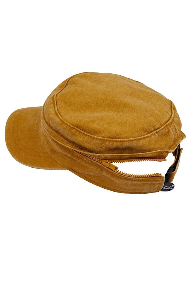 Mustard C.C Convertible Denim Army Zipper Cap Sun Visor Cotton Summer Sun Hat; show your trendy side with this chic cap accented with a zipper, brings of-the-moment edge to a classic cap, popular among street-style crowd. Perfect for protecting from the sun, rain, wind, snow on outdoor activities. Perfect for Summer, Vacation