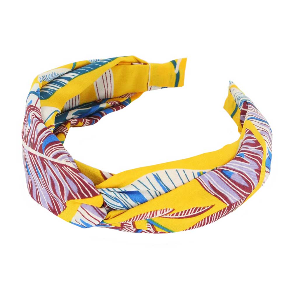 Mustard Tropical Leaf Patterned Twisted Headband, create a natural & beautiful look while perfectly matching your color with the easy-to-use leaf-twisted headband. Push your hair back and spice up any plain outfit with this tropical leaf patterned headband! Be the ultimate trendsetter & be prepared to receive compliments wearing this chic headband with all your stylish outfits!