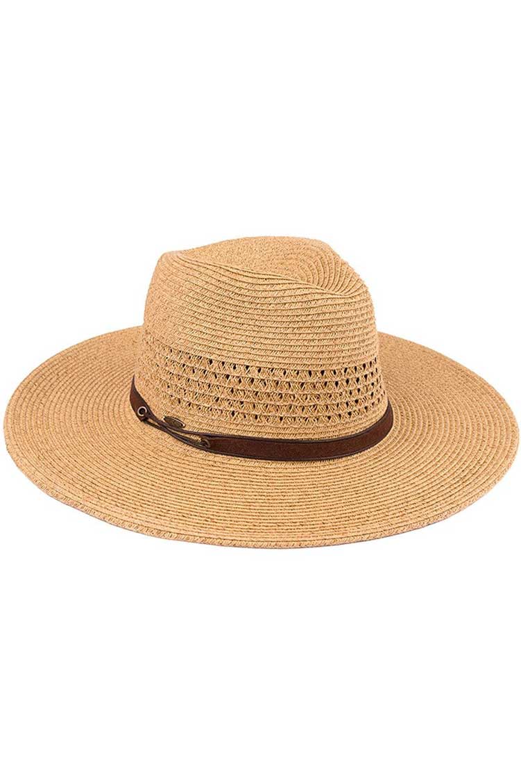 Natural C.C faux leather string paper straw panama hat. You’re basking under the summer sun at the beach, lounging by the pool, or kicking back with friends at the lake, a great hat can keep you cool and comfortable even when the sun is high in the sky. Large, comfortable, and perfect for keeping the sun off of your face, neck, and shoulders, ideal for travelers who are on vacation or just spending some time in the great outdoors.