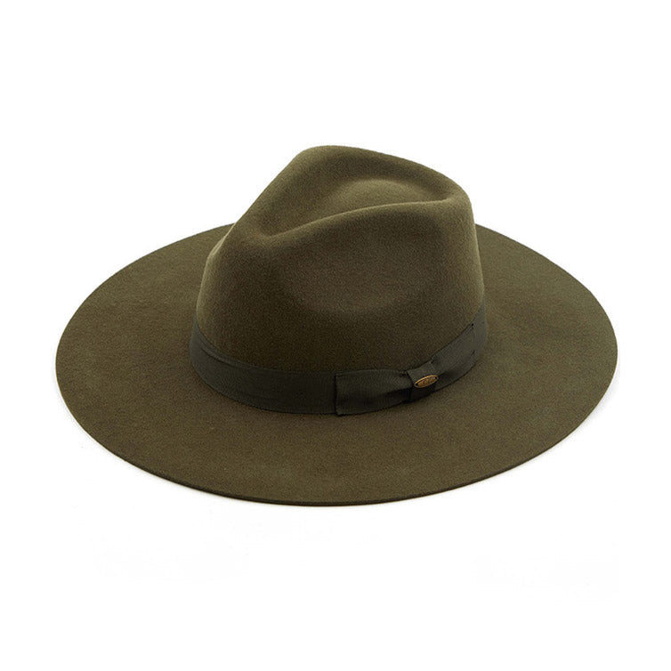 Olive C.C Wool Felt Brim Hat with Wide Strap Trim C.C Panama Hat; Unique, timeless & classic fedora Hat has a wide strap trim material accent. Birthday Gift, Holiday Gift, Christmas Gift, Regalo de Navided, Bad hair days, Everyday wear, Anniversary Gift, Fall Outfit, Fashion Fedora, Valentine's Day Gift, Regalo Cumpleanos