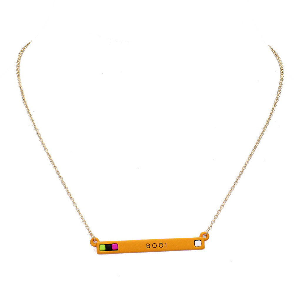 Orange Boo Cube Resin Pendant Necklace Halloween Boo Necklace Earring Set Dainty Boo Necklace Orange Halloween Necklace Halloween Jewelry