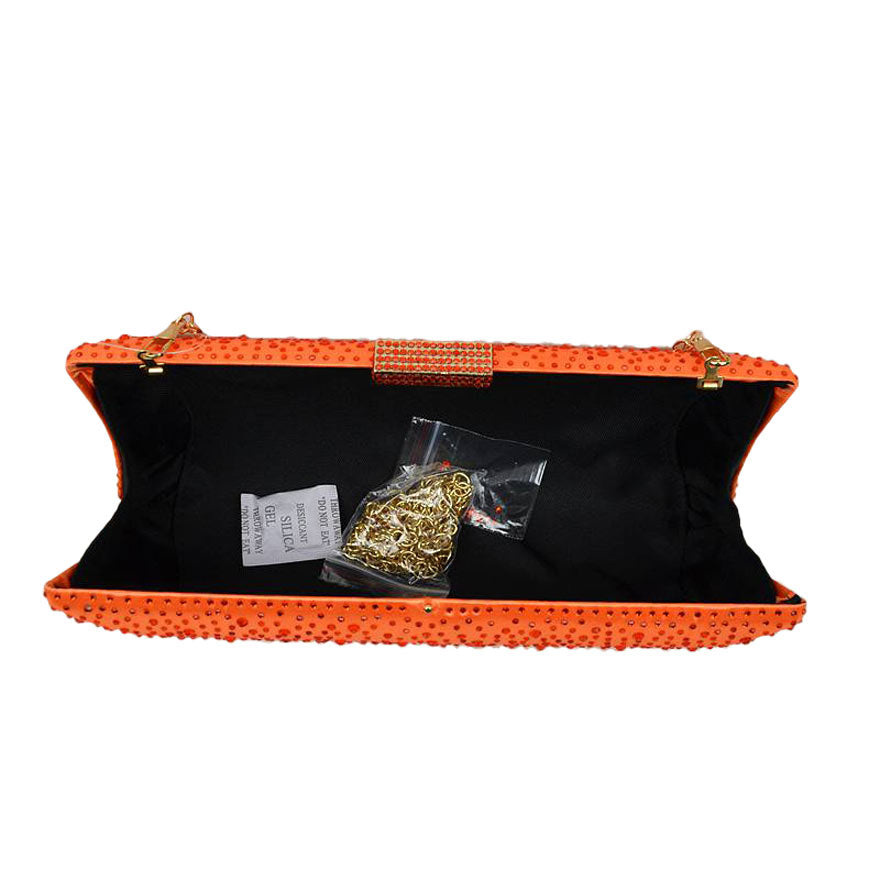 Orange Luxury Satin Evening Handbag Clutch Bag Bridal Party Purse, is the perfect choice to carry on the special occasion with your handy stuff. It is lightweight and easy to carry throughout the whole day. You'll look like the ultimate fashionista carrying this trendy clutch Bag. The beautiful design makes it stunning and will increase your beauty to a greater extent making you stand out from the crowd.