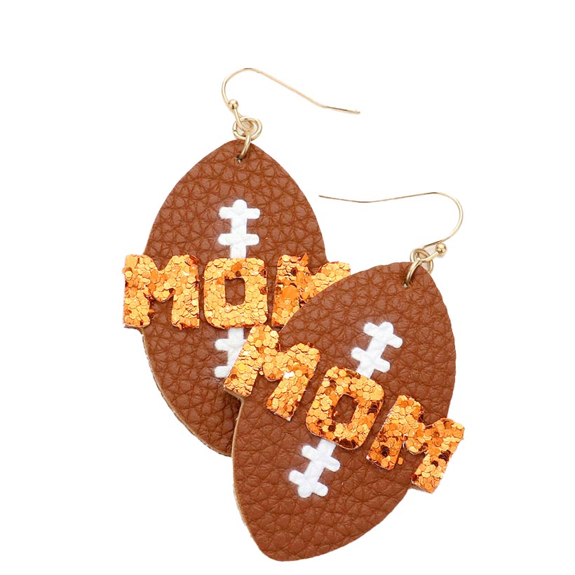 Orange MOM Message Faux Leather Football Dangle Earrings, make your mom feel special with this gorgeous earrings gift. Designed to add a gorgeous stylish glow to any outfit. Show mom how much she is appreciated & loved. Look like the ultimate fashionista with these Earrings! This Sports theme handcrafted jewelry fits your lifestyle, adding a polished finish to your look.