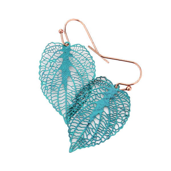 Patina Vardigiris Filigree Brass Metal Leaf Dangle Earrings, put on a pop of color to complete your ensemble. Perfect for adding just the right amount of shimmer & shine and a touch of class to special events. Perfect Birthday Gift, Anniversary Gift, Mother's Day Gift, Graduation Gift.