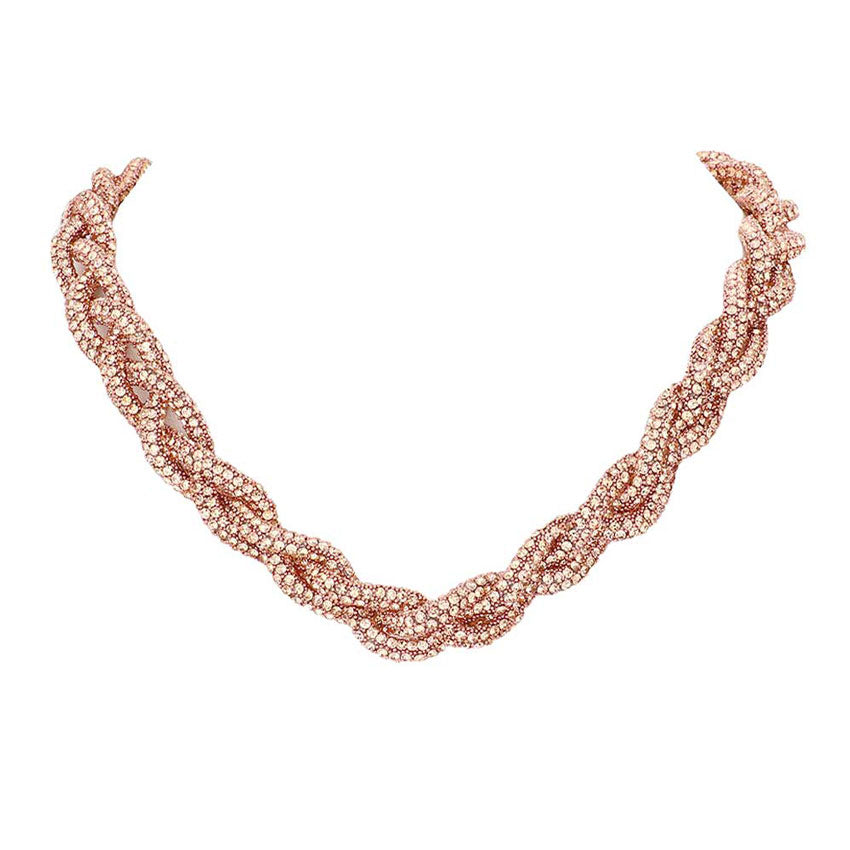 Peach Bling Braided Necklace. Beautifully crafted design adds a gorgeous glow to any outfit. Jewellery that fits your lifestyle! stunning bling braided necklace will sparkle all night long making you shine out like a diamond. perfect for a night out on the town or a black tie party. Perfect Gift for Birthday, Anniversary, Prom, Mother's Day Gift, Thank you Gift.