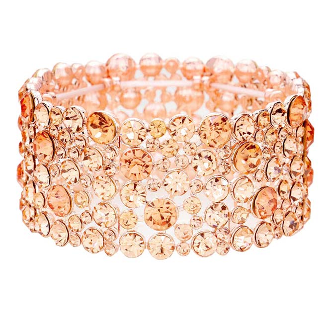 Peach Bubble Round Stone Cluster Evening Stretch Bracelet, Get ready with these stretch Bracelets to receive the best compliments on any special occasion. Put on a pop of color to complete your ensemble and make you stand out on special occasions. Perfect for adding just the right amount of shimmer & shine and a touch of class to special events. This evening bracelet is just what you need to update your wardrobe. Perfect gift for Birthdays, Anniversaries, Mother's Day, Thank you, etc.