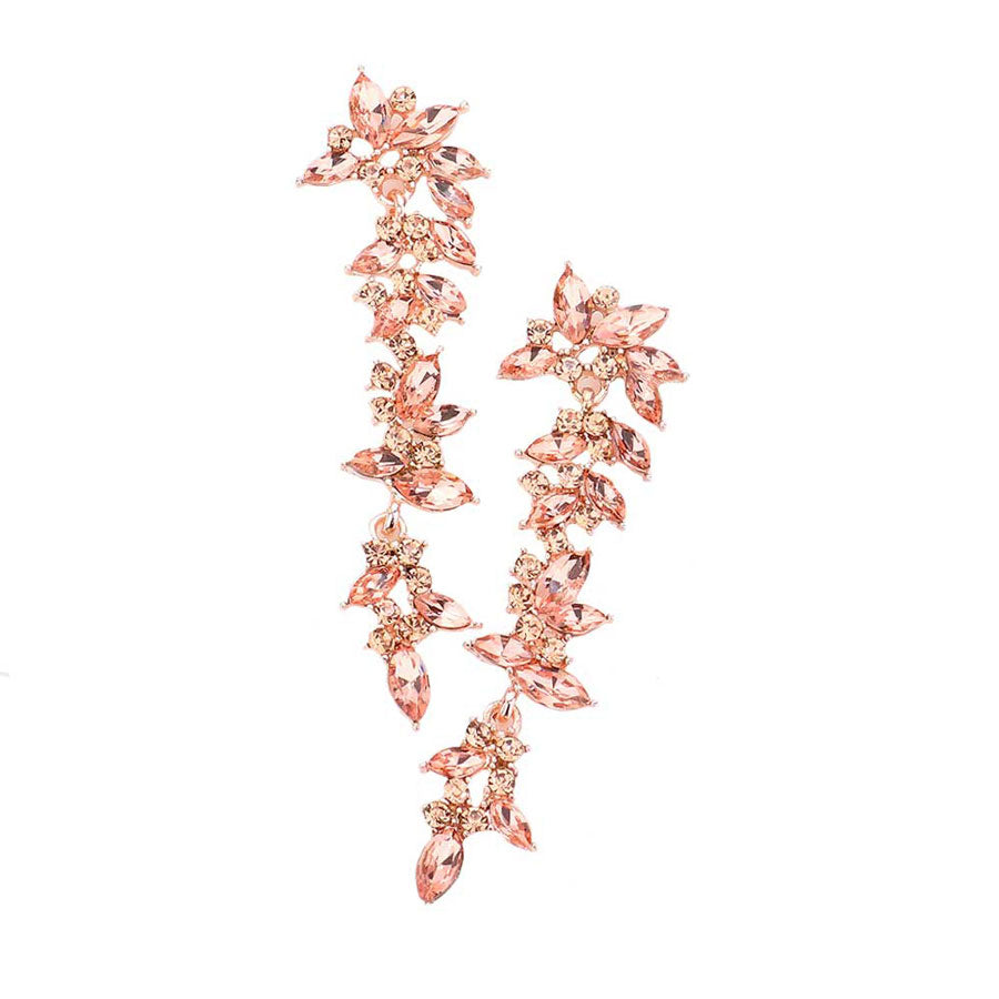 Peach Marquise Stone Cluster Drop Dangle Evening Earrings. These gorgeous stone pieces will show your class in any special occasion. The elegance of these stone goes unmatched, great for wearing at a party! Perfect jewelry to enhance your look. Awesome gift for birthday, Anniversary, Valentine’s Day or any special occasion.