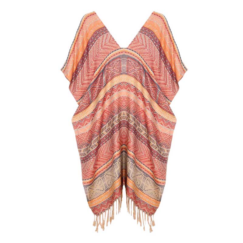 Peach Stripe Tassel Kaftan Poncho. Lightweight and soft brushed fabric exterior fabric that make you feel more comfortable. Great for dating, hanging out, daily wear, vacation, travel, shopping, holiday attire, office, work, outwear, fall, spring or early winter. Perfect Gift for Wife, Mom, Birthday, Holiday, Anniversary, Fun Night Out.