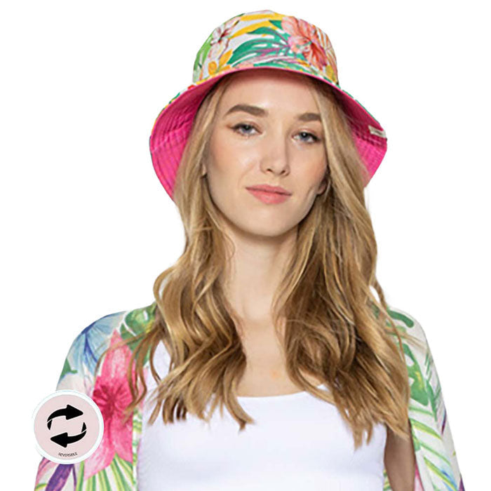 Peach Tropical Leaf Printed Reversible Bucket Hat, whether you’re basking under the summer sun at the beach, lounging by the pool, or kicking back with friends at the lake, a great hat can keep you cool and comfortable even when the sun is high in the sky. Large, comfortable, and perfect for keeping the sun off of your face.