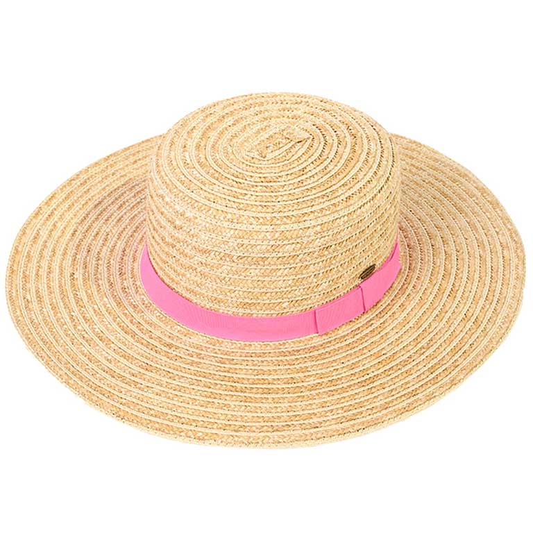 Pink CC Boater Sunhat with Solid, fashionable design and vibrant color will make you more attractive. It's a great accessory for any outfit. Whether you’re basking under the summer sun at the beach, lounging by the pool, or kicking back with friends at the lake. Perfect gifts for Prom, birthdays, holidays, or any occasion.