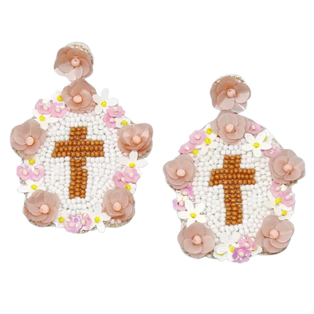 Pink Easter Egg With Cross Seed Bead Earrings, embrace the easter spirit with these easter egg seed bead earrings. These adorable dainty gift earrings are bound to cause a smile or two. Perfect for the festive season. These cross-themed easter earrings are also suitable for daily wear. Delicate designs will never go out of style, unique on religious & special days. Surprise your loved ones with this Easter egg with cross earrings. This a great gift idea for your wife, mom, or your loving one.