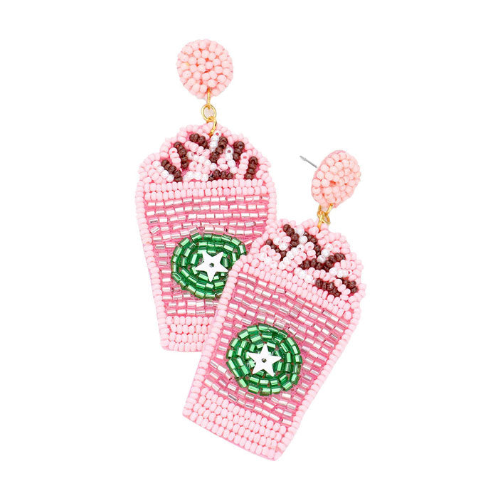 Pink Felt Back Beaded Beverage Dangle Earrings, put on a pop of color to complete your ensemble. Perfect for adding just the right amount of shimmer & shine and a touch of class to special events. Perfect Birthday Gift, Anniversary Gift, Mother's Day Gift, Graduation Gift.