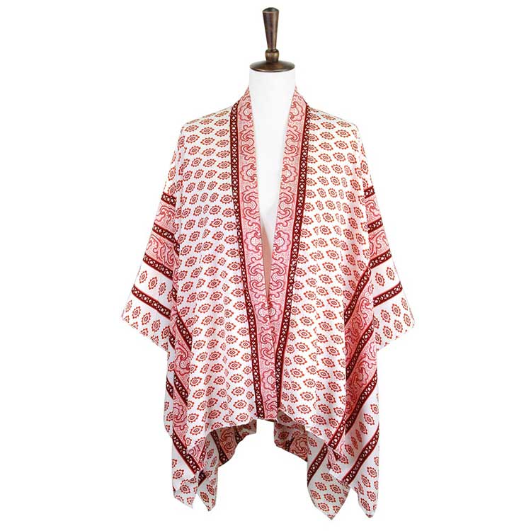 Pink Greek Mati Mataki Printed Cover Up Kimono Poncho, The lightweight Kimono top is made of soft and breathable Polyester material. The fashionista Poncho Cover up with open front design, simple basic style, easy to put on and down. Perfect Gift for Wife, Birthday, Holiday, Anniversary, Just Because Gift, Fun Night Out.