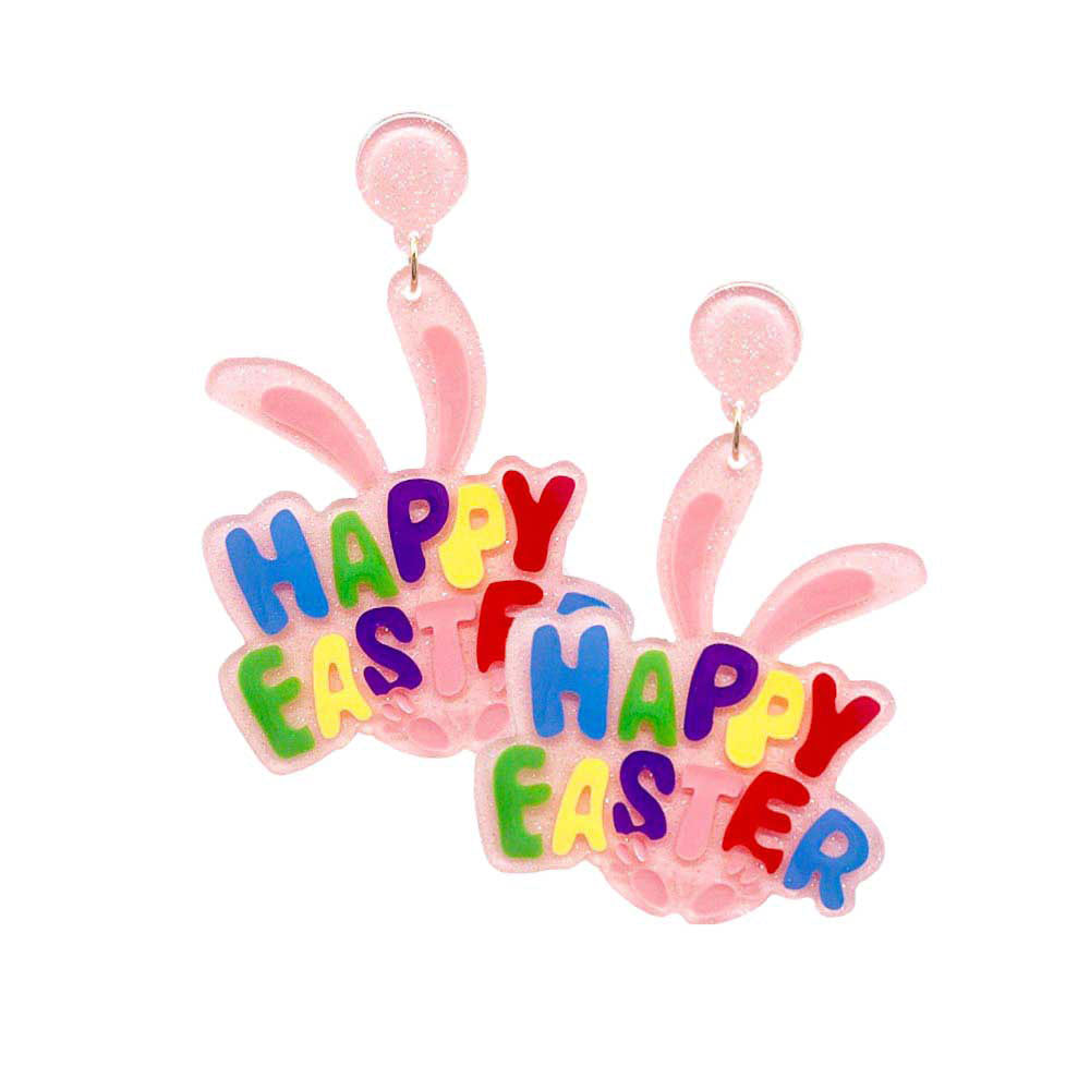 Pink Happy Easter Resin Bunny Dangle Earrings, perfect for the festive season, embrace the Easter spirit with these happy resin dangle earrings, these adorable dainty gift earrings are bound to cause a smile or two. Surprise your loved ones on this Easter Sunday occasion, great gift idea for Wife, Mom, or your Loving One.