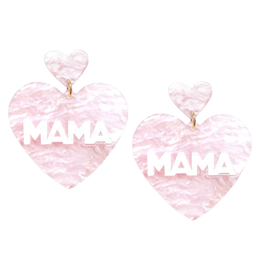 Pink Mama Message Celluloid Acetate Heart Link Dangle Earrings, enhance your attire with these beautiful mama message earrings to show off your fun trendsetting style. Can be worn with any daily wear such as shirts, dresses, T-shirts, etc. These heart-link dangle earrings will garner compliments all day long.