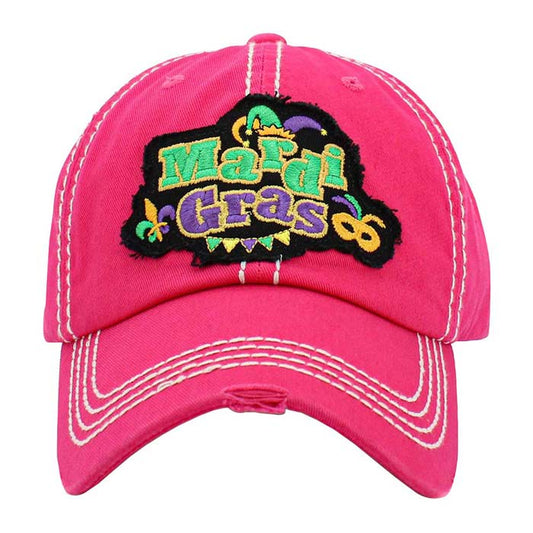 Pink Mardi Gras Message Vintage Baseball Cap, An awesome & cool Mardi Gras-themed vintage cap that will not only save a bad hair day but also amps up your beauty to a greater extent on this Mardi Gras. This vintage baseball cap is made for you to show off your trendy & perfect choice for Mardi Gras party. It's fully adjustable and easy to wear in the perfect style!