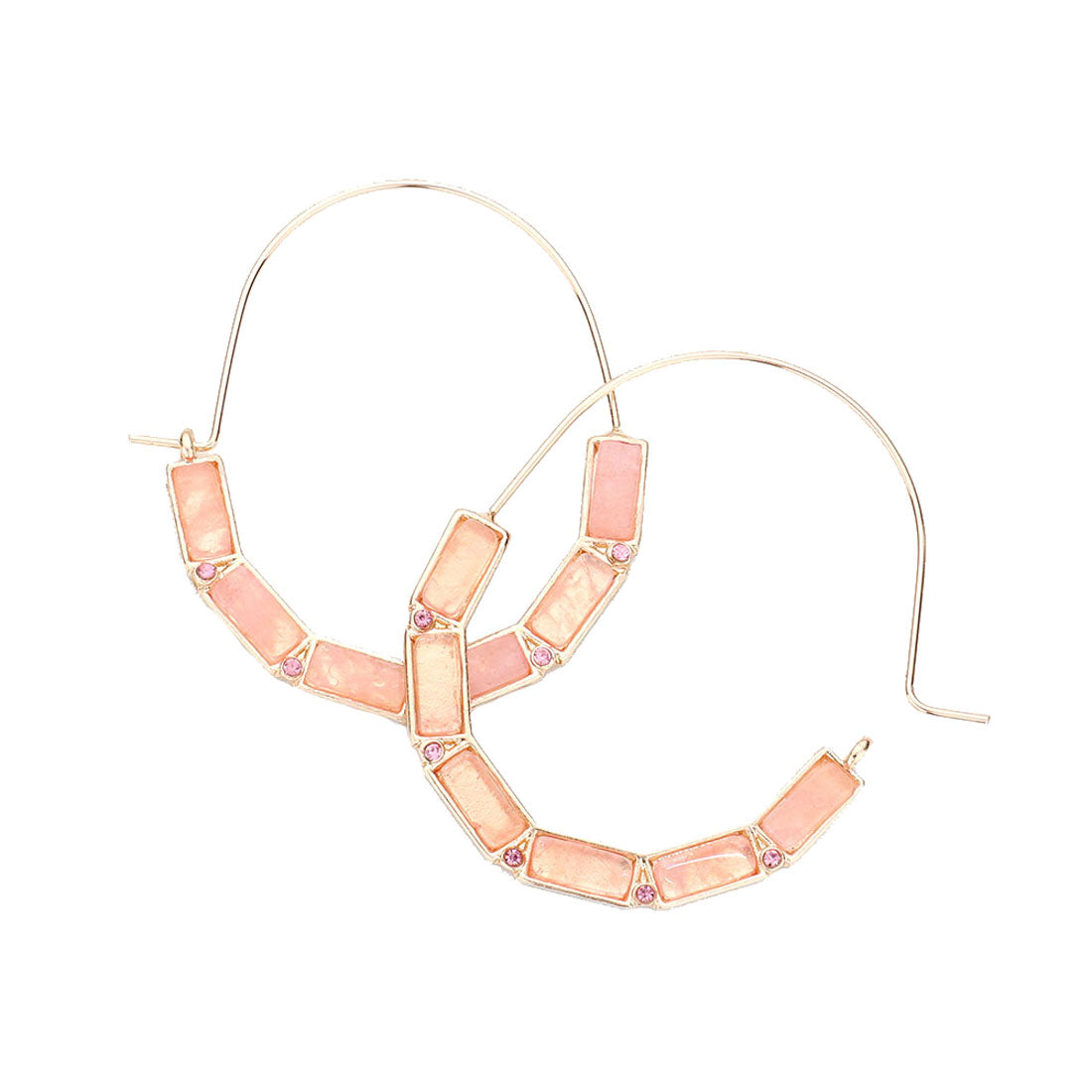 Pink Omega Closure Semi Precious Rectangle Earrings, put on a pop of color to complete your ensemble. Perfect for adding just the right amount of shimmer & shine and a touch of class to special events. Perfect Birthday Gift, Anniversary Gift, Mother's Day Gift, Graduation Gift.