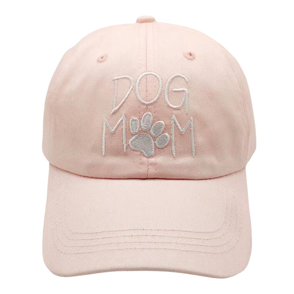 Pink Paw Pointed Dog Mom Message Baseball Cap, this cute dog mom message baseball cap for women is both functional and stylish! This baseball cap has the design "Dog Mom" screen printed on the front. Fun cool dog mother-themed message vintage cap perfect for those who love the animal and perfect for the mom who is in Charge!