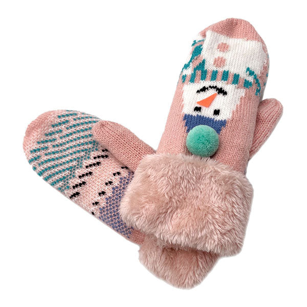 Pink Snowman Printed Faux Fur Mitten Gloves reach for these toasty mittens to keep warm & cozy. Accessorize the fun way with these gloves, Perfect December Birthday Gift, Christmas Gift, Regalo Navidad, Regalo Cumpleanos, Stocking Stuffer, Secret Santa, Holiday Parties, Intercambio de Regalos, White Elephant Gift