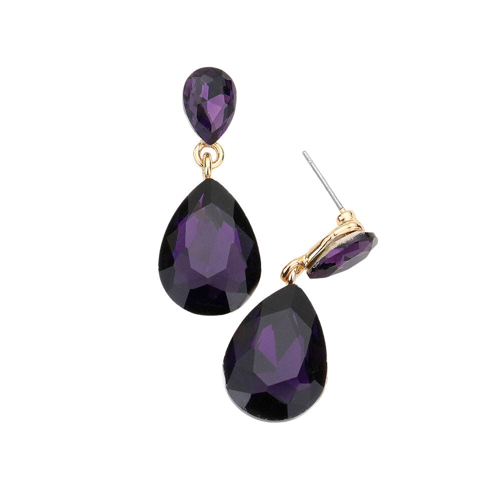 Purple Glass Crystal Teardrop Dangle Earrings, these teardrop earrings put on a pop of color to complete your ensemble & make you stand out with any special outfit. The beautifully crafted design adds a gorgeous glow to any outfit on special occasions. Crystal Teardrop sparkling Stones give these stunning earrings an elegant look. Perfectly lightweight, easy to wear & carry throughout the whole day.